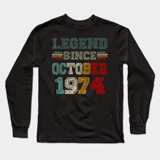 49 Years Old Legend Since October 1974 49th Birthday Long Sleeve T-Shirt